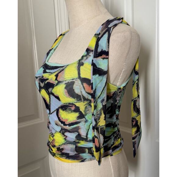 Free People Sleeveless Bow Strap Abstract Print Top Women’s Sz Xsmall XS - Picture 3 of 10